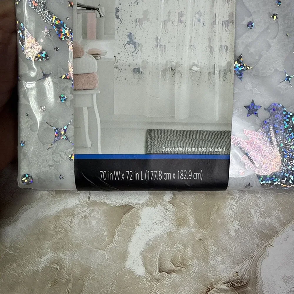 Mainstays Chloride Free PEVA Unicorn Sparkle 70